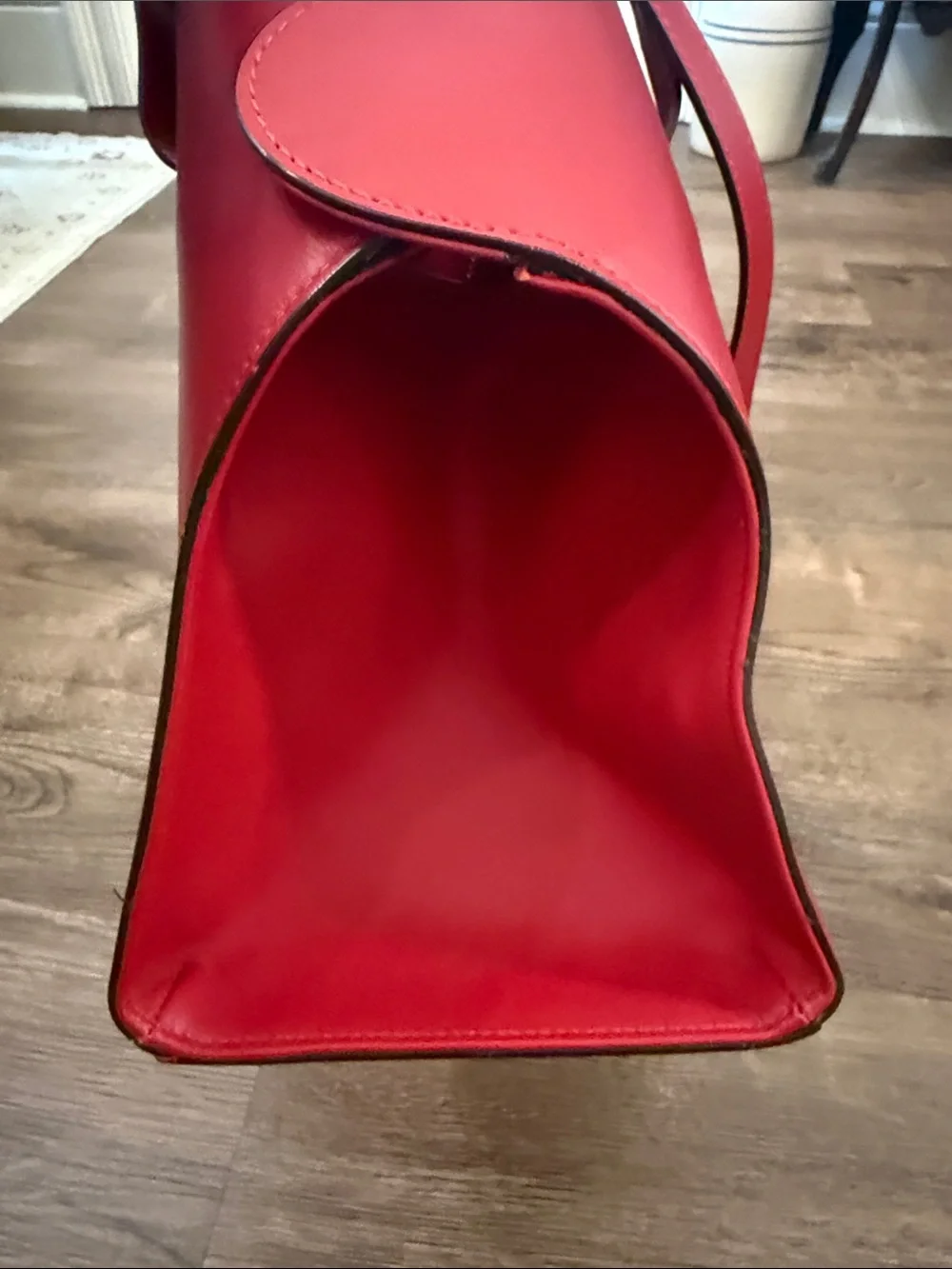 Vittoria Napoli Red Leather Tote Handbag Classic Structured Carryall with strap